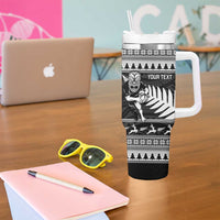 New Zealand Christmas Rugby Personalised Tumbler With Handle Meri Kirihimete All Black Maori LT14 - Polynesian Pride