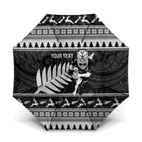 New Zealand Christmas Rugby Personalised Umbrella Meri Kirihimete All Black Maori LT14 One Size Folded 11.42 inch Opened Diameter 37.4 inch Black - Polynesian Pride