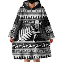 New Zealand Christmas Rugby Personalised Wearable Blanket Hoodie Meri Kirihimete All Black Maori LT14 - Polynesian Pride