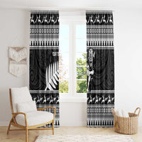 New Zealand Christmas Rugby Personalised Window Curtain Meri Kirihimete All Black Maori LT14 - Polynesian Pride