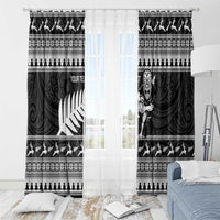 New Zealand Christmas Rugby Personalised Window Curtain Meri Kirihimete All Black Maori LT14 - Polynesian Pride