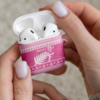 New Zealand Christmas Rugby Personalised AirPods Case Meri Kirihimete All Black Maori Pink Version LT14 - Polynesian Pride