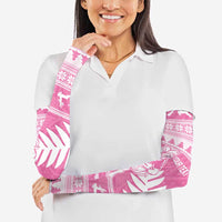 New Zealand Christmas Rugby Personalised Arm Sleeves Meri Kirihimete All Black Maori Pink Version LT14 - Polynesian Pride