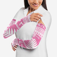 New Zealand Christmas Rugby Personalised Arm Sleeves Meri Kirihimete All Black Maori Pink Version LT14 - Polynesian Pride