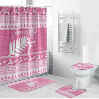 New Zealand Christmas Rugby Personalised Bathroom Set Meri Kirihimete All Black Maori Pink Version LT14 Bathroom Set (4 pcs) Pink - Polynesian Pride