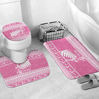 New Zealand Christmas Rugby Personalised Bathroom Set Meri Kirihimete All Black Maori Pink Version LT14 Mat Set Only (3 pcs) One Size Pink - Polynesian Pride