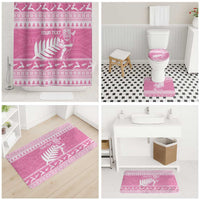 New Zealand Christmas Rugby Personalised Bathroom Set Meri Kirihimete All Black Maori Pink Version LT14 - Polynesian Pride