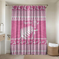 New Zealand Christmas Rugby Personalised Bathroom Set Meri Kirihimete All Black Maori Pink Version LT14 Shower Curtain Only Pink - Polynesian Pride