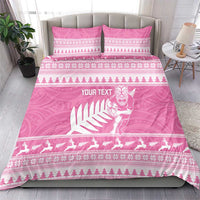 New Zealand Christmas Rugby Personalised Bedding Set Meri Kirihimete All Black Maori Pink Version - Polynesian Pride