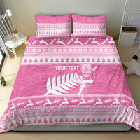 New Zealand Christmas Rugby Personalised Bedding Set Meri Kirihimete All Black Maori Pink Version - Polynesian Pride