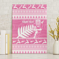 New Zealand Christmas Rugby Personalised Canvas Wall Art Meri Kirihimete All Black Maori Pink Version LT14 Without Frame Pink - Polynesian Pride