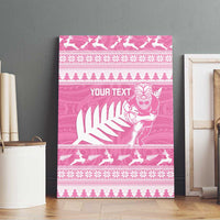 New Zealand Christmas Rugby Personalised Canvas Wall Art Meri Kirihimete All Black Maori Pink Version LT14 - Polynesian Pride