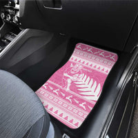 New Zealand Christmas Rugby Personalised Car Mats Meri Kirihimete All Black Maori Pink Version LT14 - Polynesian Pride