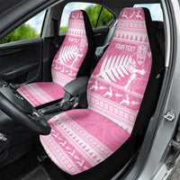 New Zealand Christmas Rugby Personalised Car Seat Cover Meri Kirihimete All Black Maori Pink Version LT14 - Polynesian Pride