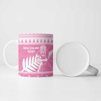 New Zealand Christmas Rugby Personalised Ceramic Mug Meri Kirihimete All Black Maori Pink Version LT14 - Polynesian Pride