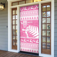 New Zealand Christmas Rugby Personalised Door Cover Meri Kirihimete All Black Maori Pink Version LT14 - Polynesian Pride