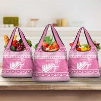 New Zealand Christmas Rugby Personalised Grocery Bag Meri Kirihimete All Black Maori Pink Version LT14 3-pack One Size Pink - Polynesian Pride