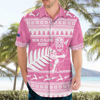 New Zealand Christmas Rugby Personalised Hawaiian Shirt Meri Kirihimete All Black Maori Pink Version LT14 - Polynesian Pride