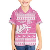 New Zealand Christmas Rugby Personalised Hawaiian Shirt Meri Kirihimete All Black Maori Pink Version LT14 - Polynesian Pride