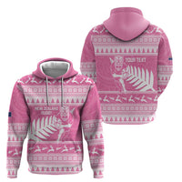 New Zealand Christmas Rugby Personalised Hoodie Meri Kirihimete All Black Maori Pink Version LT14 - Polynesian Pride