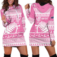New Zealand Christmas Rugby Personalised Hoodie Dress Meri Kirihimete All Black Maori Pink Version LT14 - Polynesian Pride