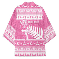 New Zealand Christmas Rugby Personalised Kimono Meri Kirihimete All Black Maori Pink Version LT14 - Polynesian Pride