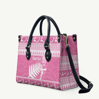 New Zealand Christmas Rugby Personalised Leather Bag Meri Kirihimete All Black Maori Pink Version LT14 Pink - Polynesian Pride