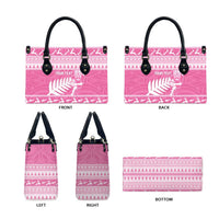 New Zealand Christmas Rugby Personalised Leather Bag Meri Kirihimete All Black Maori Pink Version LT14 - Polynesian Pride