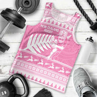 New Zealand Christmas Rugby Personalised Men Tank Top Meri Kirihimete All Black Maori Pink Version LT14 - Polynesian Pride