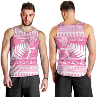 New Zealand Christmas Rugby Personalised Men Tank Top Meri Kirihimete All Black Maori Pink Version LT14 - Polynesian Pride