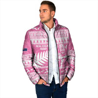 New Zealand Christmas Rugby Personalised Padded Jacket Meri Kirihimete All Black Maori Pink Version LT14 - Polynesian Pride