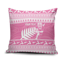 New Zealand Christmas Rugby Personalised Pillow Cover Meri Kirihimete All Black Maori Pink Version LT14 Pink - Polynesian Pride