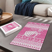 New Zealand Christmas Rugby Personalised Puzzle Meri Kirihimete All Black Maori Pink Version LT14 - Polynesian Pride
