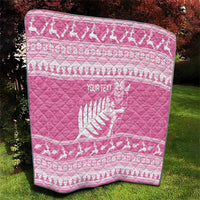 New Zealand Christmas Rugby Personalised Quilt Meri Kirihimete All Black Maori Pink Version LT14 - Polynesian Pride