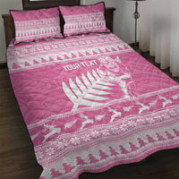 New Zealand Christmas Rugby Personalised Quilt Bed Set Meri Kirihimete All Black Maori Pink Version LT14 Pink - Polynesian Pride