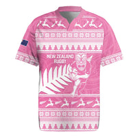 New Zealand Christmas Rugby Personalised Rugby Jersey Meri Kirihimete All Black Maori Pink Version LT14 Pink - Polynesian Pride