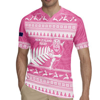 New Zealand Christmas Rugby Personalised Rugby Jersey Meri Kirihimete All Black Maori Pink Version LT14 - Polynesian Pride