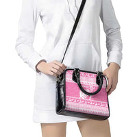 New Zealand Christmas Rugby Personalised Shoulder Handbag Meri Kirihimete All Black Maori Pink Version LT14 - Polynesian Pride