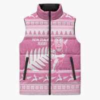 New Zealand Christmas Rugby Personalised Sleeveless Puffer Jacket Meri Kirihimete All Black Maori Pink Version LT14 Unisex Pink - Polynesian Pride