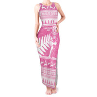 New Zealand Christmas Rugby Personalised Tank Maxi Dress Meri Kirihimete All Black Maori Pink Version LT14 Women Pink - Polynesian Pride