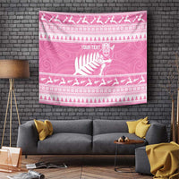 New Zealand Christmas Rugby Personalised Tapestry Meri Kirihimete All Black Maori Pink Version LT14 Pink - Polynesian Pride