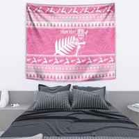 New Zealand Christmas Rugby Personalised Tapestry Meri Kirihimete All Black Maori Pink Version LT14 - Polynesian Pride
