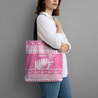 New Zealand Christmas Rugby Personalised Tote Bag Meri Kirihimete All Black Maori Pink Version LT14 - Polynesian Pride