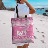 New Zealand Christmas Rugby Personalised Tote Bag Meri Kirihimete All Black Maori Pink Version LT14 - Polynesian Pride