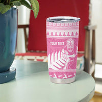 New Zealand Christmas Rugby Personalised Tumbler Cup Meri Kirihimete All Black Maori Pink Version LT14 - Polynesian Pride