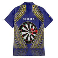 Personalised Niue Darts Family Matching Long Sleeve Bodycon Dress and Hawaiian Shirt Dart Board Hiapo Pattern LT14 - Polynesian Pride