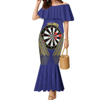 Personalised Niue Darts Family Matching Mermaid Dress and Hawaiian Shirt Dart Board Hiapo Pattern LT14 Mom's Dress Blue - Polynesian Pride