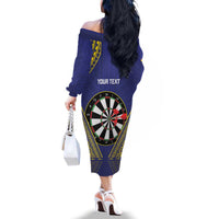 Personalised Niue Darts Family Matching Off The Shoulder Long Sleeve Dress and Hawaiian Shirt Dart Board Hiapo Pattern LT14 - Polynesian Pride