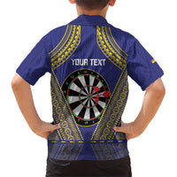 Personalised Niue Darts Family Matching Short Sleeve Bodycon Dress and Hawaiian Shirt Dart Board Hiapo Pattern LT14 - Polynesian Pride