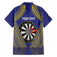 Personalised Niue Darts Family Matching Short Sleeve Bodycon Dress and Hawaiian Shirt Dart Board Hiapo Pattern LT14 - Polynesian Pride